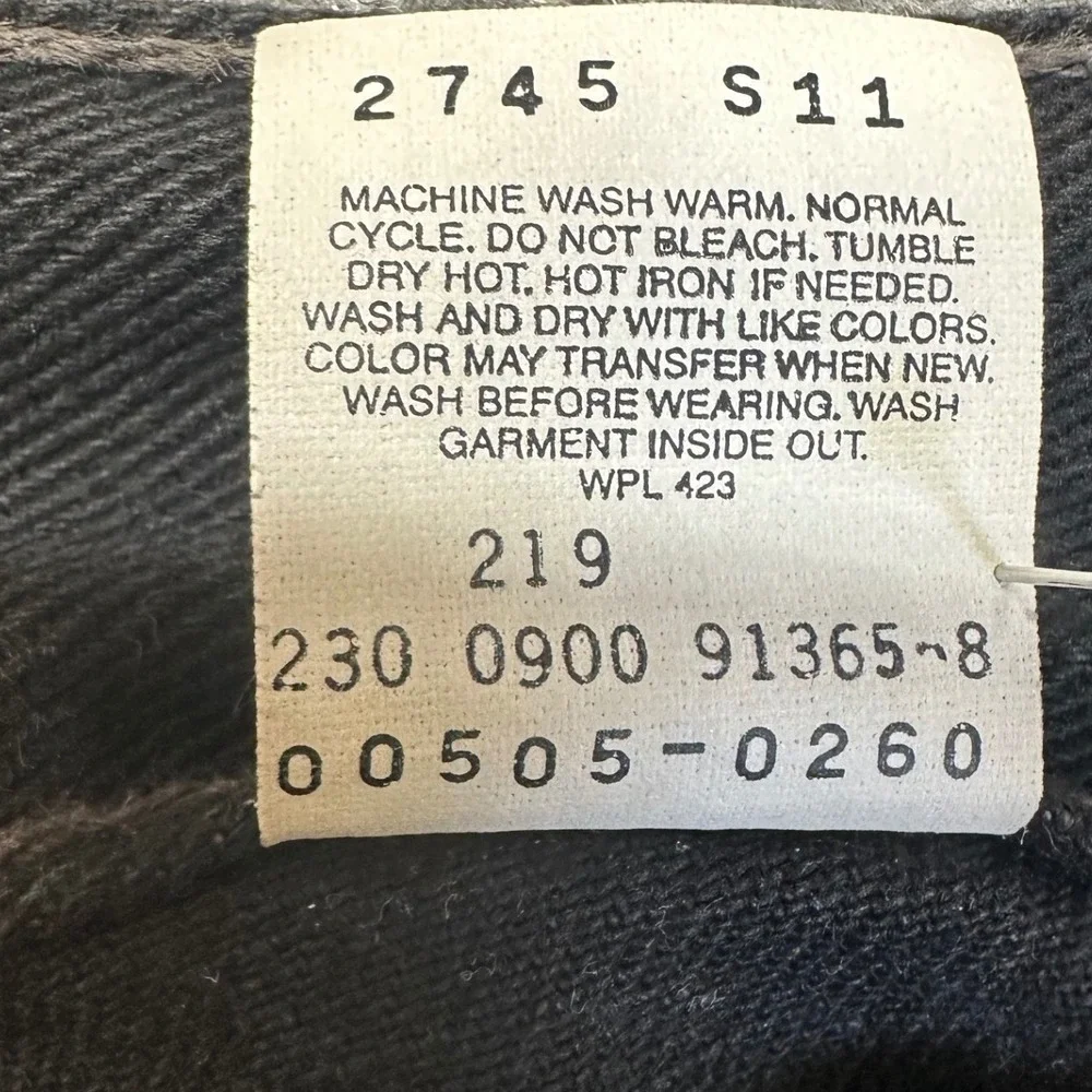 Vintage Levi's 505 Jeans Mens 38x30 Black Excellent‎ Regular Fit Straight Leg